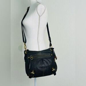 Fossil Black Soft Pebble Leather Medium Size Crossbody Bag Or Wallet